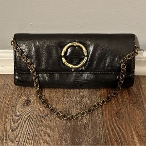 Lorelei Black clutch with red interior